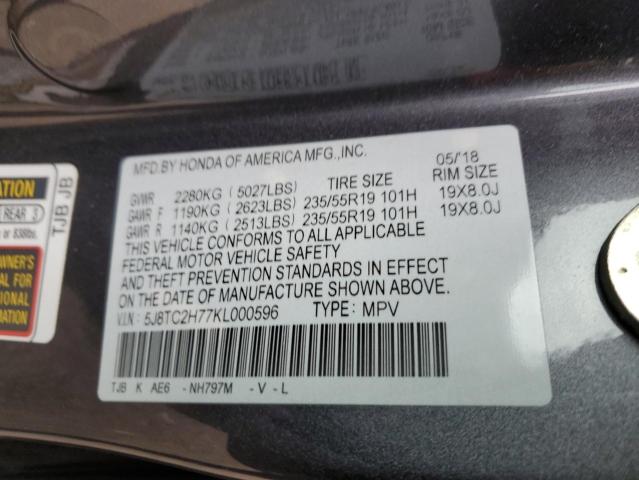2019 ACURA RDX ADVANC 5J8TC2H77KL000596