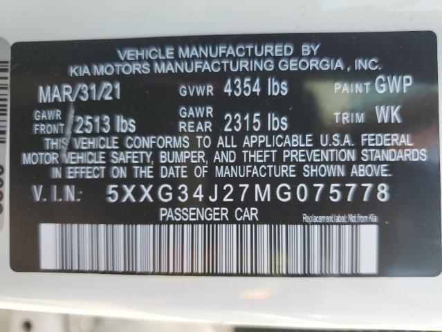 2021 KIA K5 EX - 5XXG34J27MG075778