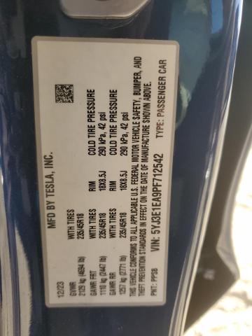 2023 TESLA MODEL 3 - 5YJ3E1EA9PF712542