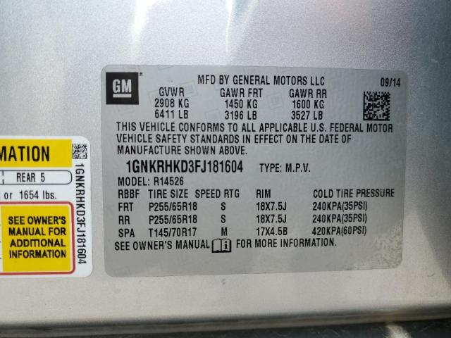 2015 CHEVROLET TRAVERSE L - 1GNKRHKD3FJ181604