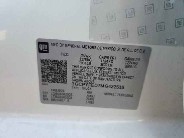 2021 CHEVROLET SILVERADO - 3GCPYFED7MG422516