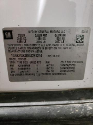 2016 CHEVROLET TRAVERSE L - 1GNKVGKD0GJ281294