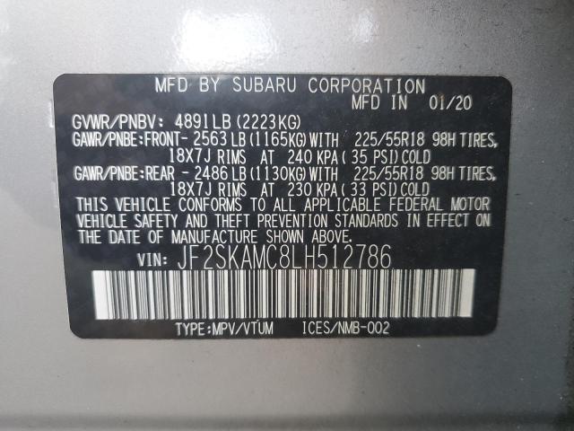 2020 SUBARU FORESTER S - JF2SKAMC8LH512786