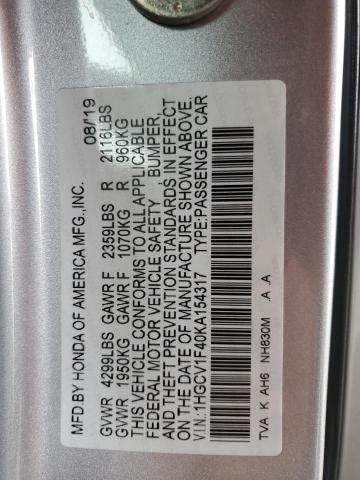 2019 HONDA ACCORD EX - 1HGCV1F40KA154317