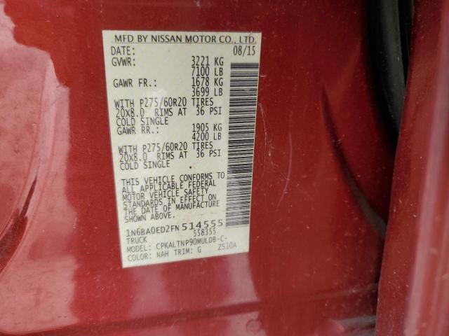 2015 NISSAN TITAN S - 1N6BA0ED2FN514555