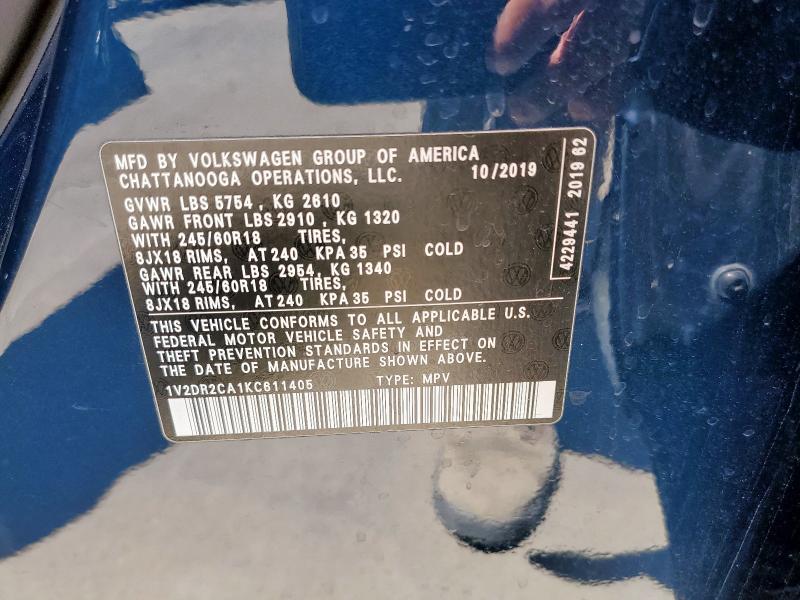 2019 VOLKSWAGEN ATLAS SE - 1V2DR2CA1KC611405