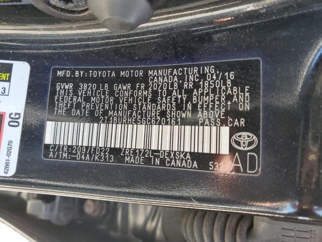 2016 TOYOTA COROLLA L - 2T1BURHE5GC670161