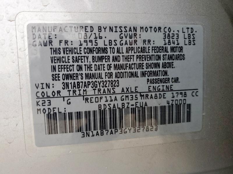 2016 NISSAN SENTRA S - 3N1AB7AP3GY327823