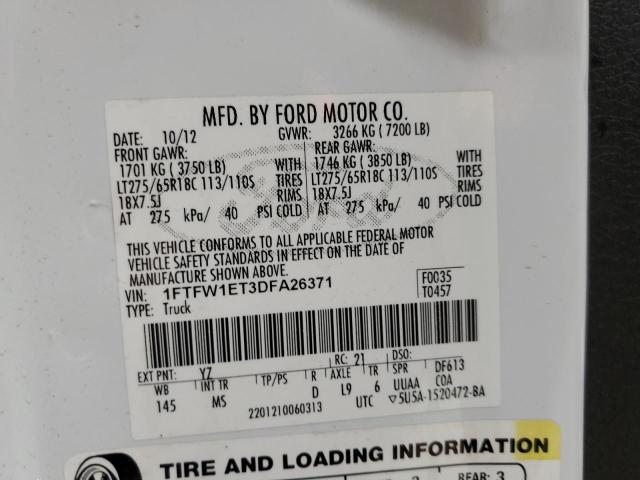 2013 FORD F150 SUPER - 1FTFW1ET3DFA26371