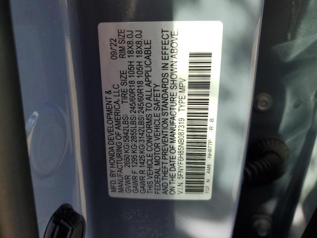 2022 HONDA PILOT TRAI 5FNYF6H85NB087319
