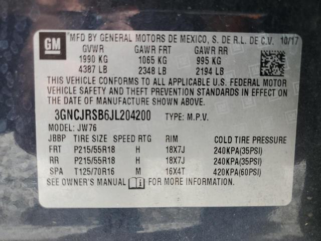 2018 CHEVROLET TRAX PREMI 3GNCJRSB6JL204200