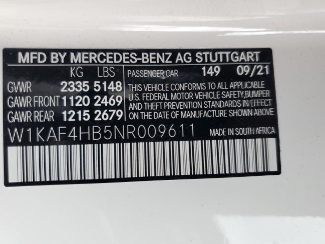2022 MERCEDES-BENZ C 300 4MAT W1KAF4HB5NR009611