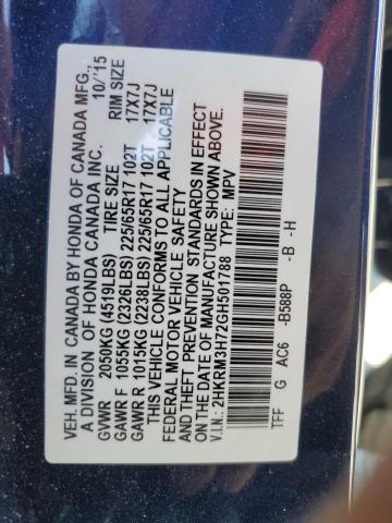 2016 HONDA CR-V EXL - 2HKRM3H72GH501788