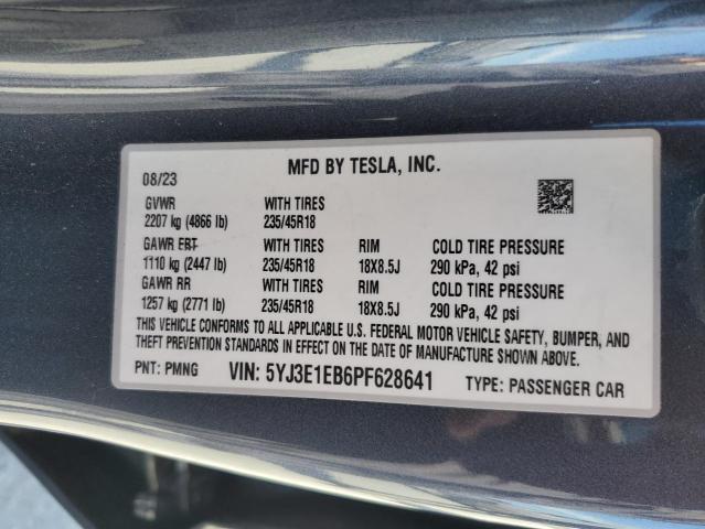 2023 TESLA MODEL 3 5YJ3E1EB6PF628641
