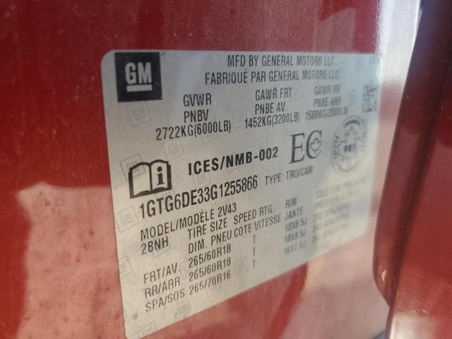2016 GMC CANYON SLT 1GTG6DE33G1255866
