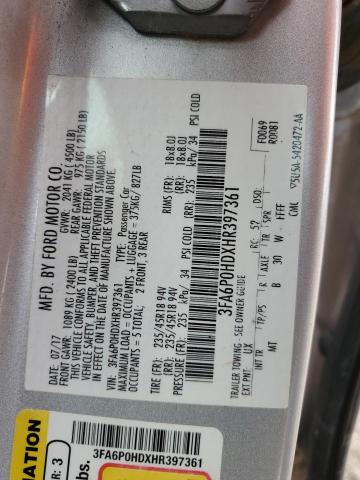 2017 FORD FUSION SE - 3FA6P0HDXHR397361