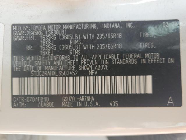 2020 TOYOTA HIGHLANDER - 5TDCZRAHXLS503452