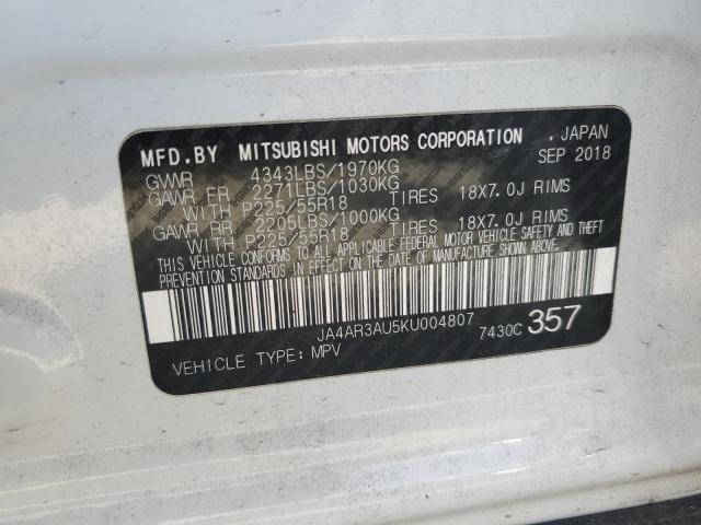 2019 MITSUBISHI OUTLANDER - JA4AR3AU5KU004807