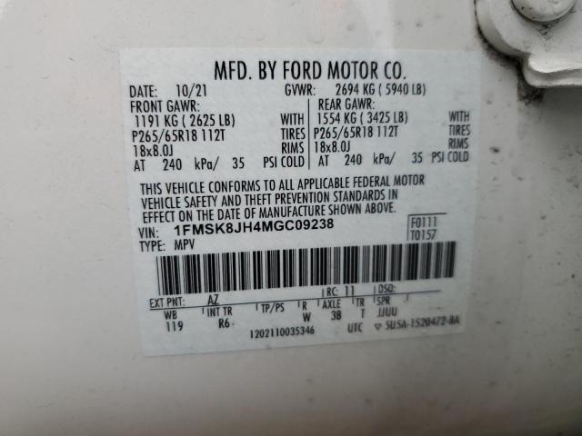 2021 FORD EXPLORER T - 1FMSK8JH4MGC09238