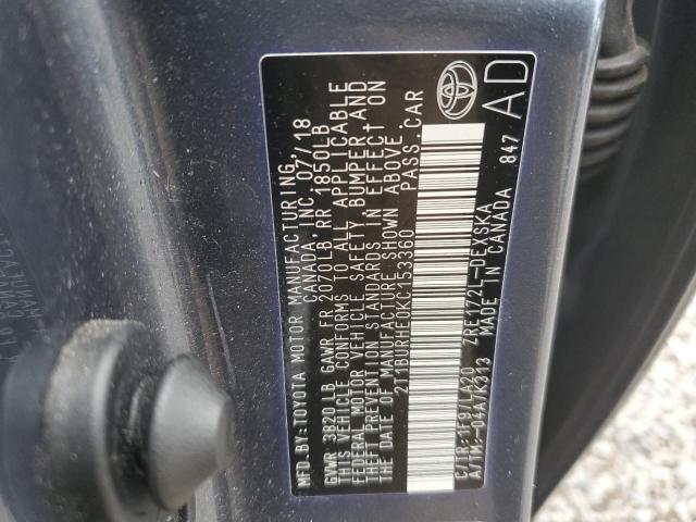 2019 TOYOTA COROLLA L - 2T1BURHE0KC153360