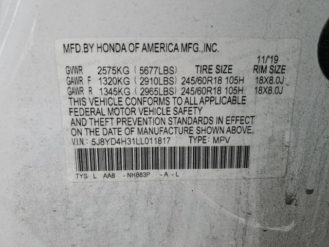 2020 ACURA MDX 5J8YD4H31LL011817