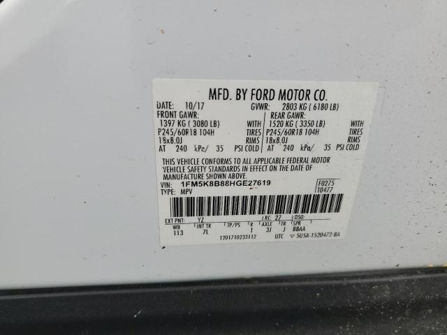 2017 FORD EXPLORER 1FM5K8B88HGE27619