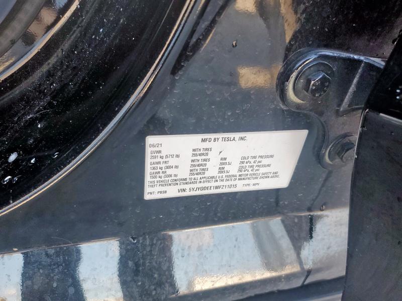 2021 TESLA MODEL Y 5YJYGDEE1MF211015