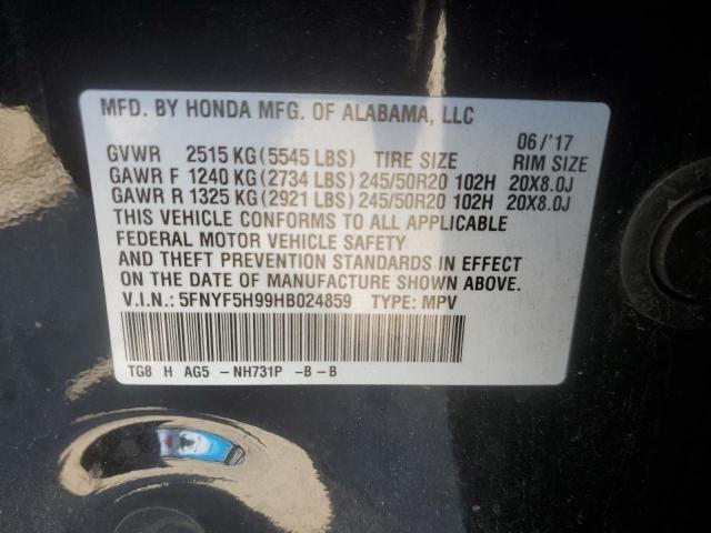 2017 HONDA PILOT TOUR - 5FNYF5H99HB024859