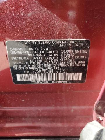 2019 SUBARU FORESTER T - JF2SKAWC4KH573192