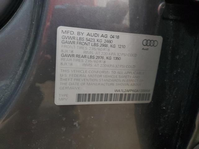 2016 AUDI Q5 PREMIUM - WA1L2AFP6GA133958