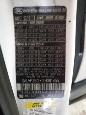 2016 LAND ROVER RANGE ROVE - SALVP2BGXGH081455