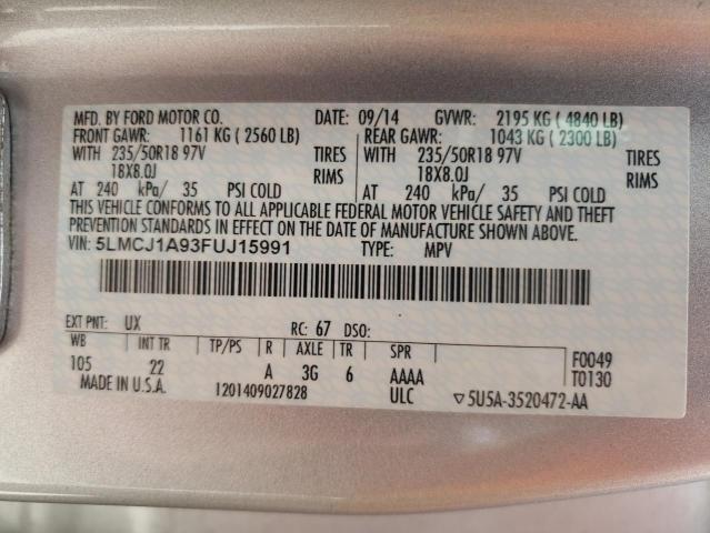 2015 LINCOLN MKC 5LMCJ1A93FUJ15991