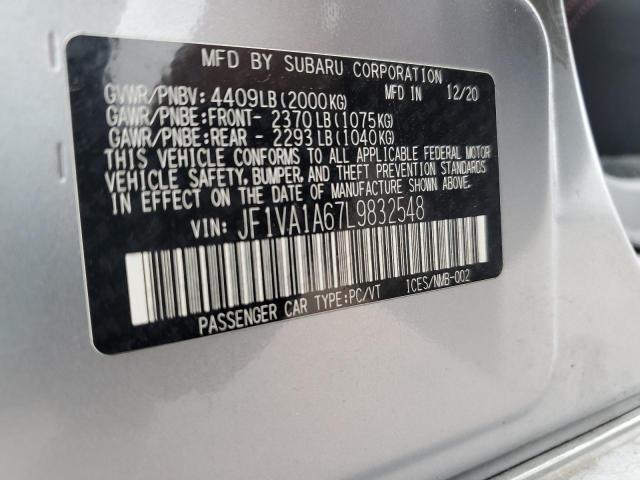 2020 SUBARU WRX JF1VA1A67L9832548