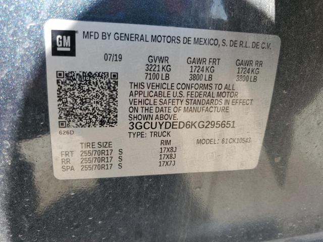 2019 CHEVROLET SILVERADO - 3GCUYDED6KG295651