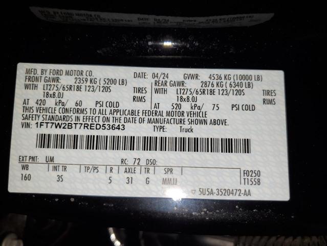 2024 FORD F250SUPDTY 1FT7W2BT7RED53643