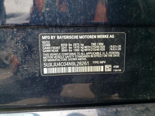2022 BMW X5 M50I 5UXJU4C04N9L28261