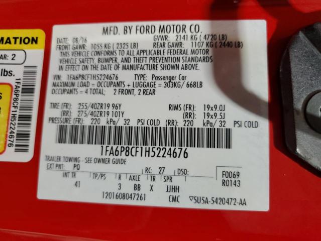 2017 FORD MUSTANG GT - 1FA6P8CF1H5224676