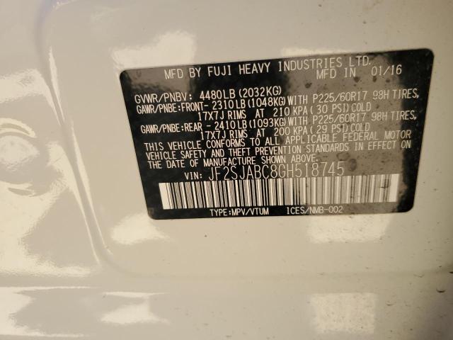 2016 SUBARU FORESTER 2 - JF2SJABC8GH518745