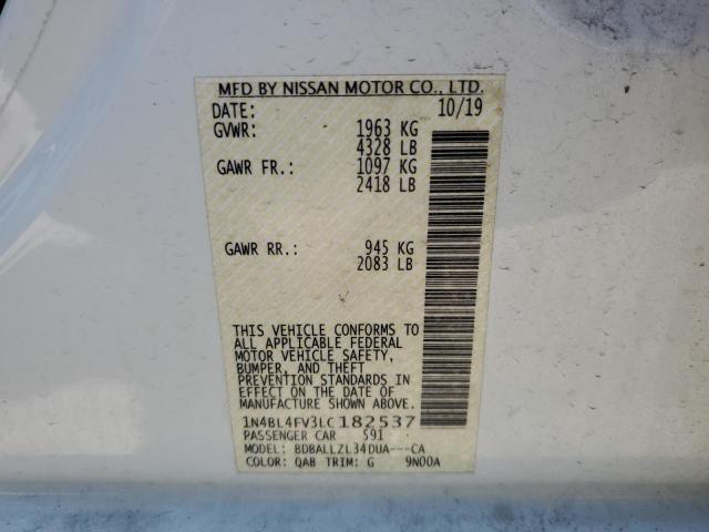 2020 NISSAN ALTIMA PLA - 1N4BL4FV3LC182537