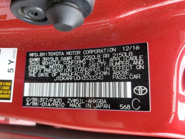 2017 TOYOTA PRIUS - JTDKARFU0H3533240