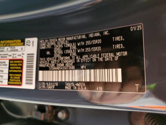 2025 TOYOTA GRAND HIGH - 5TDAAAB54SS072688