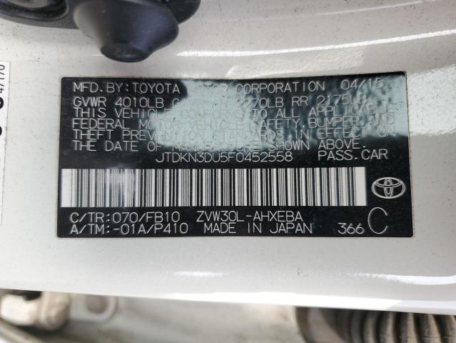 2015 TOYOTA PRIUS - JTDKN3DU5F0452558