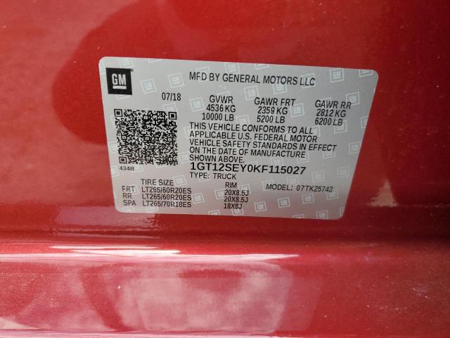 2019 GMC SIERRA K25 1GT12SEY0KF115027