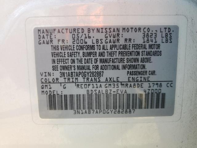 2016 NISSAN SENTRA S - 3N1AB7AP0GY282887