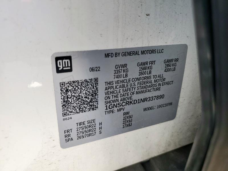 2022 CHEVROLET TAHOE C150 - 1GNSCRKD1NR337890