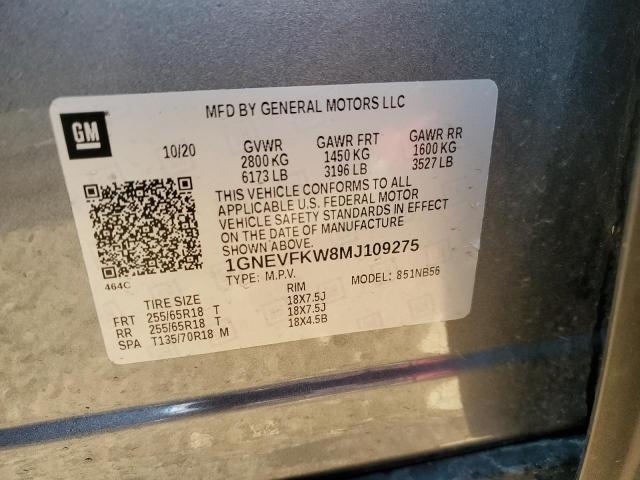 2021 CHEVROLET TRAVERSE L - 1GNEVFKW8MJ109275