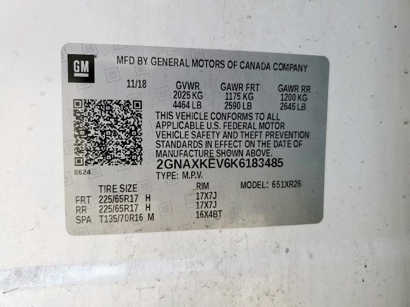 2019 CHEVROLET EQUINOX LT - 2GNAXKEV6K6183485