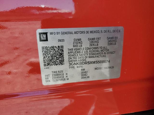 2021 CHEVROLET BLAZER 3LT 3GNKBDRSXMS508674