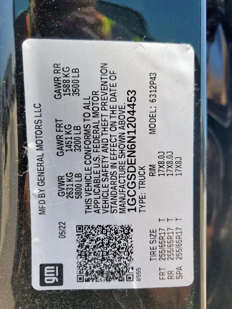 2022 CHEVROLET COLORADO Z - 1GCGSDEN6N1204453
