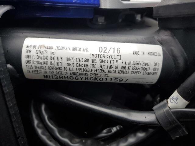 2016 YAMAHA R3 MH3RH06Y8GK011597